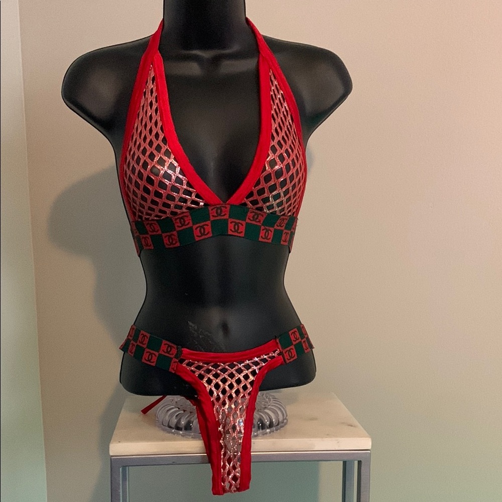 DC Red Mesh Bikini Set - Picture 5 of 8